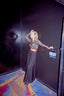 70s Vintage Lilli Diamond Black + Orange High Waist Suspender Wide Leg Palazzo Pants