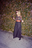 70s Vintage Lilli Diamond Black + Orange High Waist Suspender Wide Leg Palazzo Pants
