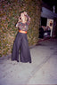 70s Vintage Lilli Diamond Black + Orange High Waist Suspender Wide Leg Palazzo Pants