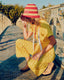 70s Vintage Sunshine Yellow Polka Dot Wide Leg Jumpsuit