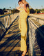 70s Vintage Sunshine Yellow Polka Dot Wide Leg Jumpsuit