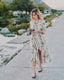 80s Vintage Karen Alexander Floral Lace Trim Duster Dress