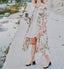 80s Vintage Karen Alexander Floral Lace Trim Duster Dress