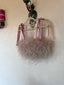 00s Vintage Lamarque Feather Bustier Top | Blush Turkey Feather Statement Crop y2k