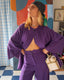 90s Vintage Karl Lagerfeld Violet Wool Coat & Trouser Set | Sculptural Power Ensemble