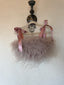 00s Vintage Lamarque Feather Bustier Top | Blush Turkey Feather Statement Crop y2k
