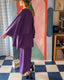 90s Vintage Karl Lagerfeld Violet Wool Coat & Trouser Set | Sculptural Power Ensemble