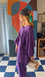 90s Vintage Karl Lagerfeld Violet Wool Coat & Trouser Set | Sculptural Power Ensemble