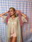 50s Vintage Sheer Mint Green Peignoir Robe | Lace Trim Chiffon Duster