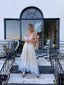 Contemporary Handmade One of One Bridal Set | White Lace & Blue Crochet Asymmetrical Maxi Dress Ensemble
