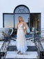Contemporary Handmade One of One Bridal Set | White Lace & Blue Crochet Asymmetrical Maxi Dress Ensemble