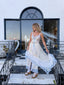 Contemporary Handmade One of One Bridal Set | White Lace & Blue Crochet Asymmetrical Maxi Dress Ensemble