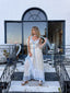 Contemporary Handmade One of One Bridal Set | White Lace & Blue Crochet Asymmetrical Maxi Dress Ensemble