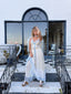 Contemporary Handmade One of One Bridal Set | White Lace & Blue Crochet Asymmetrical Maxi Dress Ensemble