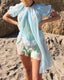 70s Vintage Aqua Daisy Peignoir Set | Sheer Chiffon Boudoir Lingerie