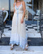 Contemporary Handmade One of One Bridal Set | White Lace & Blue Crochet Asymmetrical Maxi Dress Ensemble