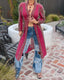 70s Vintage Mary Farrin London Knit Duster | Handcrafted Fuchsia & Cocoa Mohair Cardigan Cape