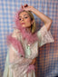 50s Vintage Sheer Mint Green Peignoir Robe | Lace Trim Chiffon Duster