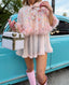 60s Vintage Floral Chiffon Marabou Boudoir Cape