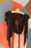 90s Vintage Art Deco Sheer Black Cape | Mesh Shoulder Nylon Drape y2k
