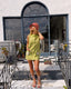 60s Vintage Lime Green Daisy Mod Mini Dress