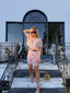 70s Vintage Lim’s Pink Floral Crochet Reworked Two-Piece Set