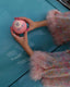 60s Vintage Floral Chiffon Marabou Boudoir Cape