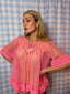 60s Vintage Bubblegum Pink Sheer Peignoir Bralette & Panty Set | Three Piece Lingerie Ensemble