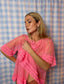 60s Vintage Bubblegum Pink Sheer Peignoir Bralette & Panty Set | Three Piece Lingerie Ensemble