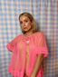 60s Vintage Bubblegum Pink Sheer Peignoir Bralette & Panty Set | Three Piece Lingerie Ensemble