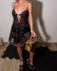 90s Vintage Bob Mackie Black Velvet Burnout Sheer Slip Dress