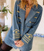 70s Vintage Bloomingdale’s Denim Military Jacket | Gold Button Star Cuff Jean Blazer