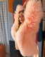 90s Vintage Mongolian Fur Coat | Blush Pink Curly Lamb Jacket