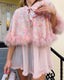 60s Vintage Floral Chiffon Marabou Boudoir Cape