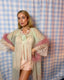 50s Vintage Sheer Mint Green Peignoir Robe | Lace Trim Chiffon Duster