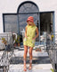 60s Vintage Lime Green Daisy Mod Mini Dress