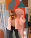 90s Vintage Mongolian Fur Coat | Blush Pink Curly Lamb Jacket