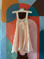 Late 60s Vintage French Pink Pleated Babydoll Mini Slip