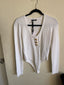 Contemporary BALMAIN White Ribbed Knit Long Sleeve Bodysuit with Gold Buttons