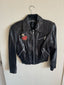 80s Vintage Lily Farouche Black Leather Moto Jacket | Studded Heart “Lily Forever” Embroidered Biker Jacket