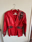 80s Vintage Red Beaded Leather Jacket | Embroidered Glam Rock Statement Blazer