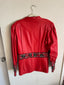 80s Vintage Red Beaded Leather Jacket | Embroidered Glam Rock Statement Blazer