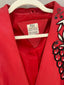 80s Vintage Red Beaded Leather Jacket | Embroidered Glam Rock Statement Blazer