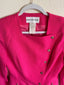 pink vintage Mugler jacket asymmetric 80s style women's workwear picture of blazer on hanger showing tags