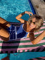 70s Vintage Sporty Spice Romper | Blue Retro Athletic Playsuit
