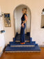 70s Vintage Denim Rainbow Belt Jumpsuit