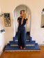 70s Vintage Denim Rainbow Belt Jumpsuit