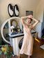 30s Vintage Peach Lace Trim Silk Slip Dress Antique Boho Bridal Lingerie