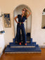 70s Vintage Denim Rainbow Belt Jumpsuit