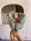 Vintage Inspired LEBOUDIOR Handknit Green Cardigan